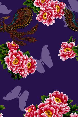 牡丹印花华亿平台图片