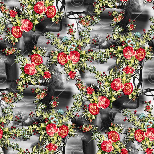 牡丹印花华亿平台图片