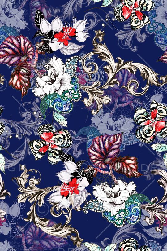 欧式卷草印花华亿平台图片