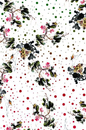 中国风、水墨画、波点组合印花华亿平台图片