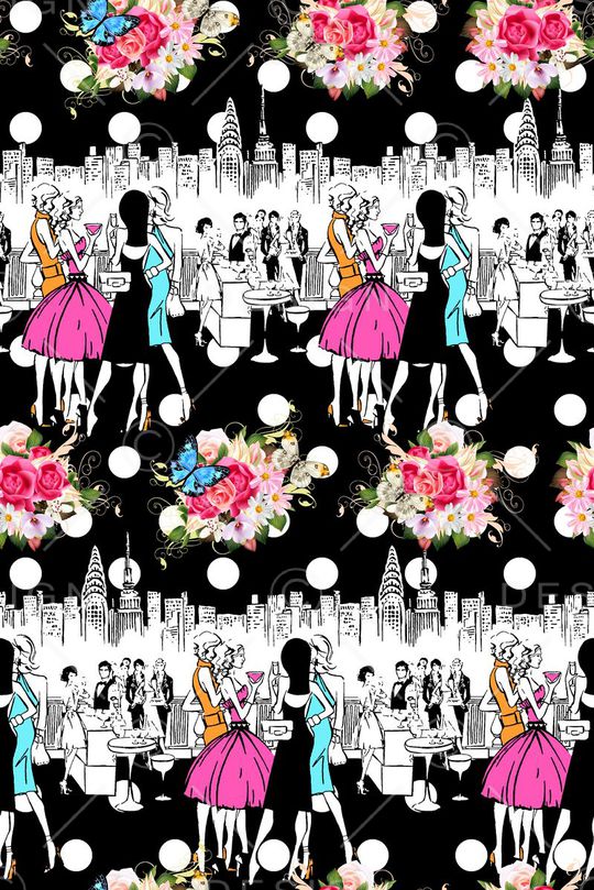 抽象手绘满版女装裙印花华亿平台图片