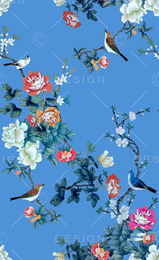 工笔画印花华亿平台图片