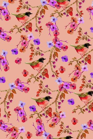 花鸟印花华亿平台图片