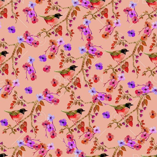 花鸟印花华亿平台图片