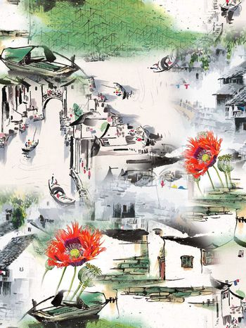 中国风印花华亿平台图片