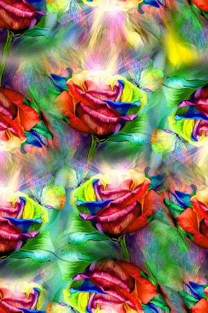 数码艺术花卉印花华亿平台图片