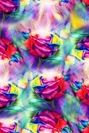 数码艺术花卉印花华亿平台图片