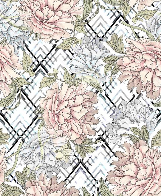 L.D~几何格子条纹印花华亿平台图片