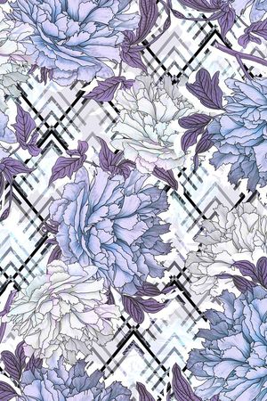 L.D~几何格子条纹印花华亿平台图片