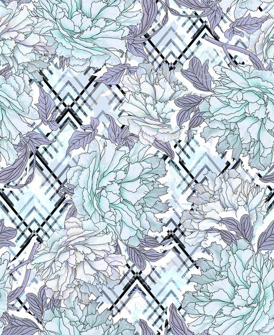 L.D~几何格子条纹印花华亿平台图片