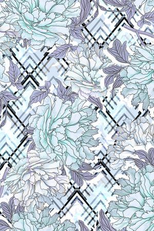 L.D~几何格子条纹印花华亿平台图片