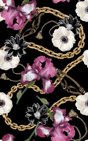 690693-链条罂粟鸢尾花卉-b