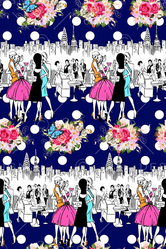 抽象手绘满版女装裙印花华亿平台图片