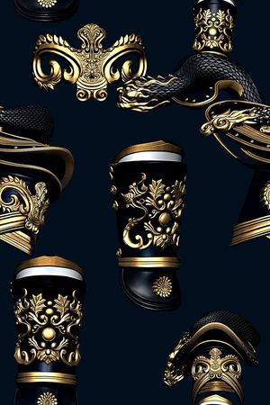 手绘日本武士服装印花华亿平台图片