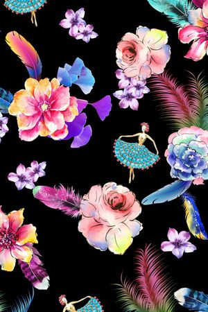 水彩花印花华亿平台图片