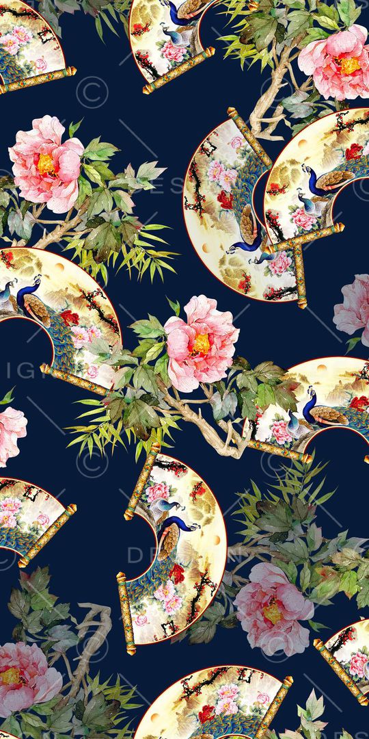 扇子印花华亿平台图片