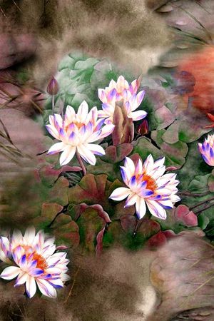 水墨画印花华亿平台图片