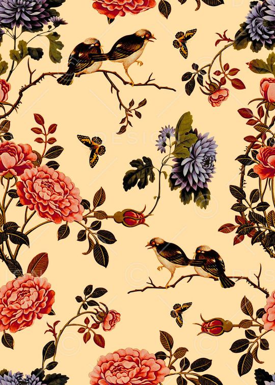 工笔画花卉印花华亿平台图片