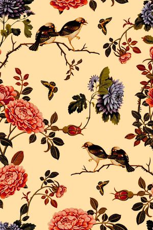 工笔画花卉印花华亿平台图片