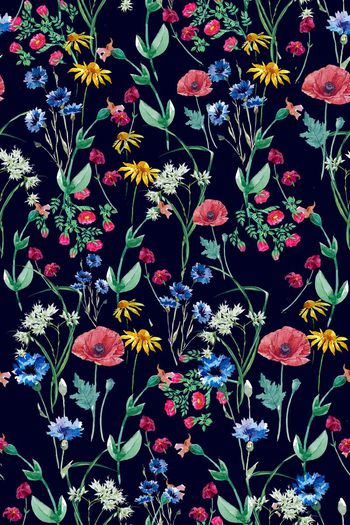 690989-31003碎花藏青地