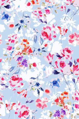 水彩花卉印花华亿平台图片