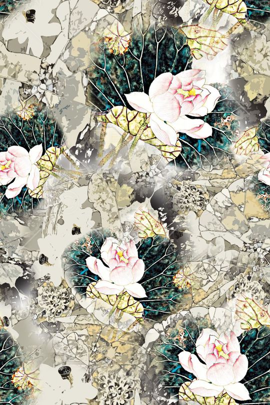 荷花印花华亿平台图片