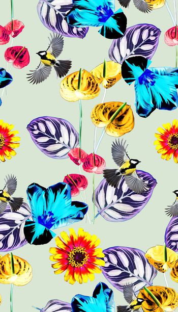 热带、花卉、动物、抽象印花华亿平台图片