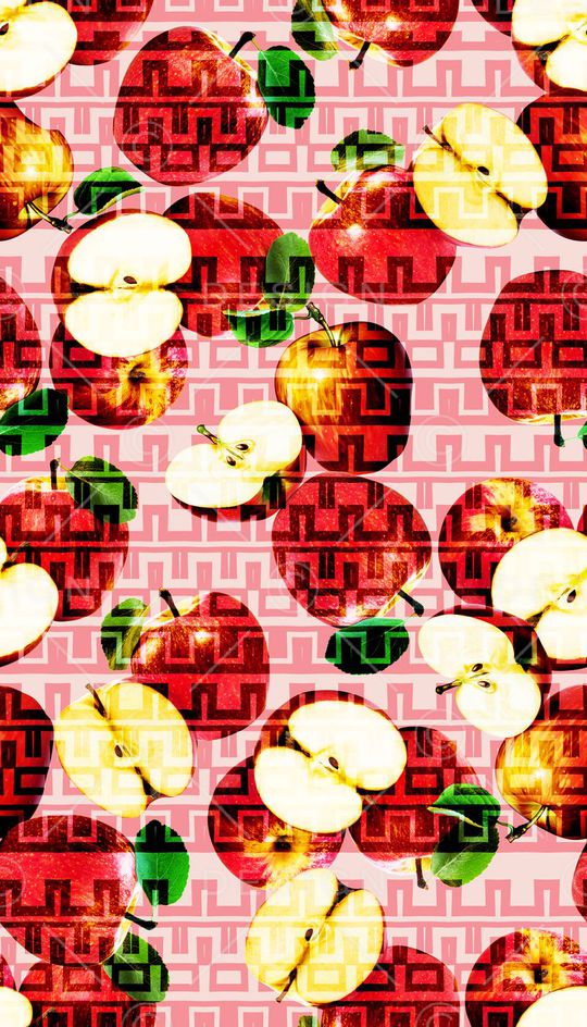 水果、苹果、几何叠加印花华亿平台图片