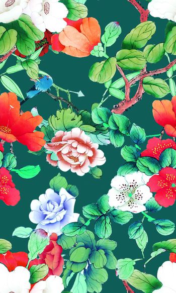 牡丹印花华亿平台图片