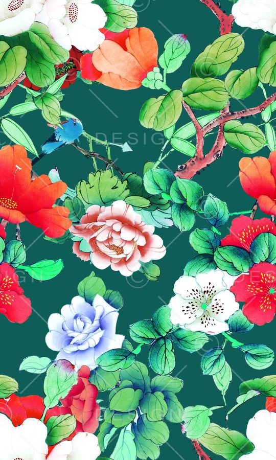 牡丹印花华亿平台图片