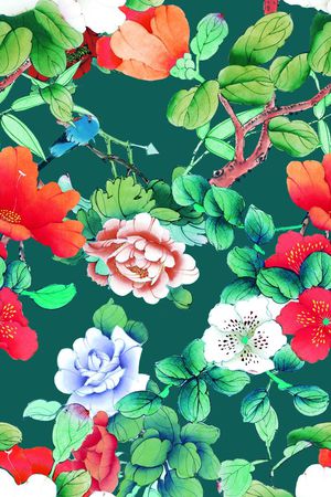 牡丹印花华亿平台图片