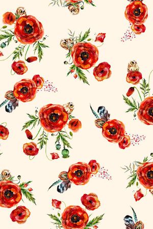 罂粟花印花华亿平台图片