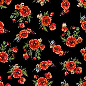 691243-罂粟花猫头鹰黑