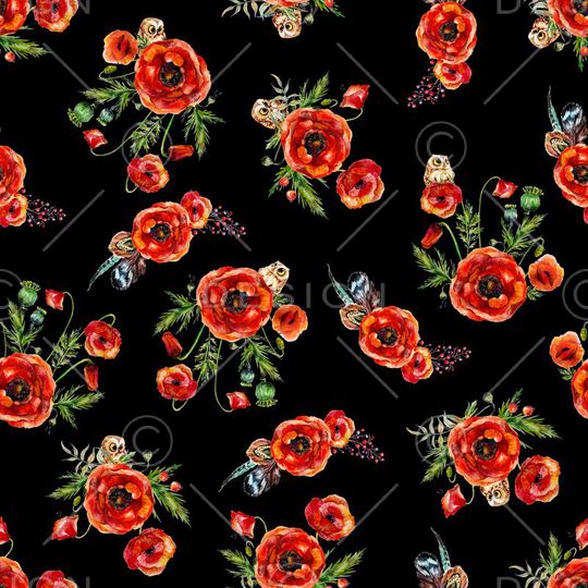 罂粟花印花华亿平台图片