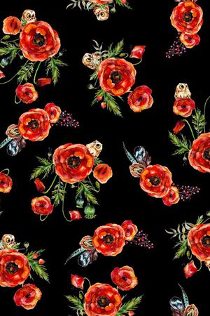 罂粟花印花华亿平台图片