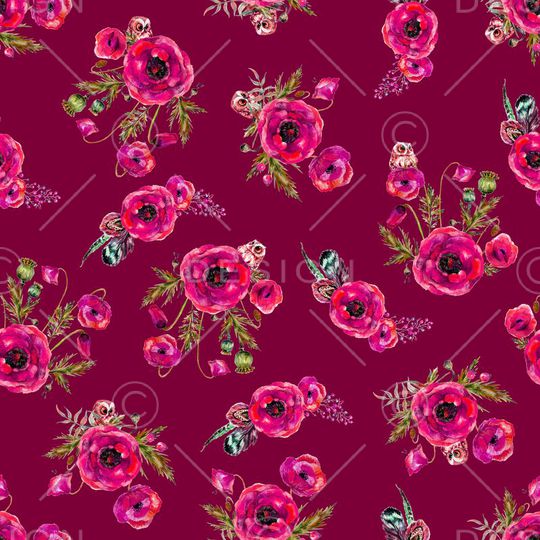 罂粟花印花华亿平台图片