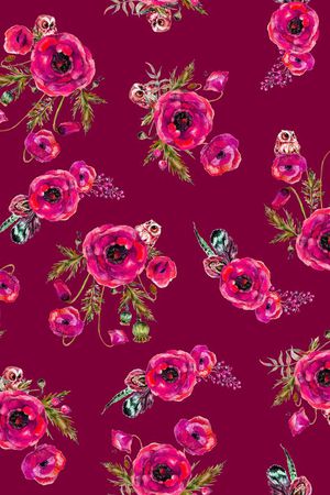 罂粟花印花华亿平台图片