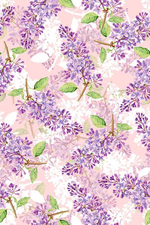 抽象手绘满版花卉树叶印花华亿平台图片