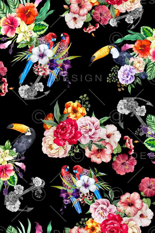 热带花鸟印花华亿平台图片