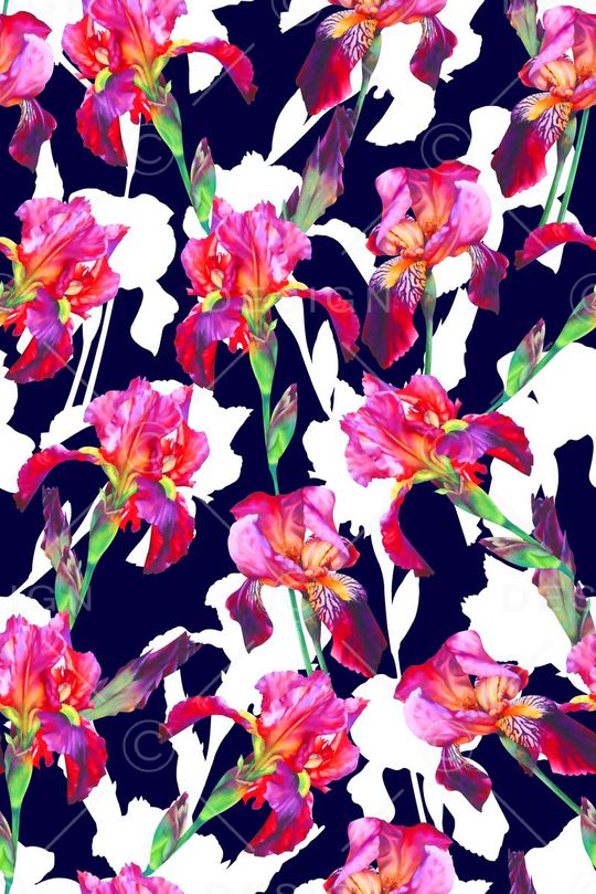 抽象手绘满版花卉印花华亿平台图片