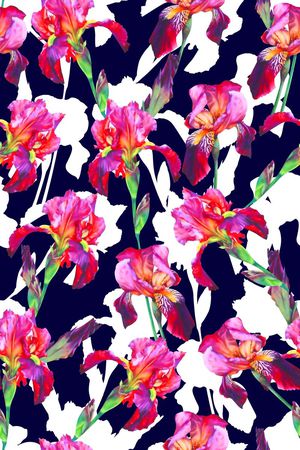 抽象手绘满版花卉印花华亿平台图片