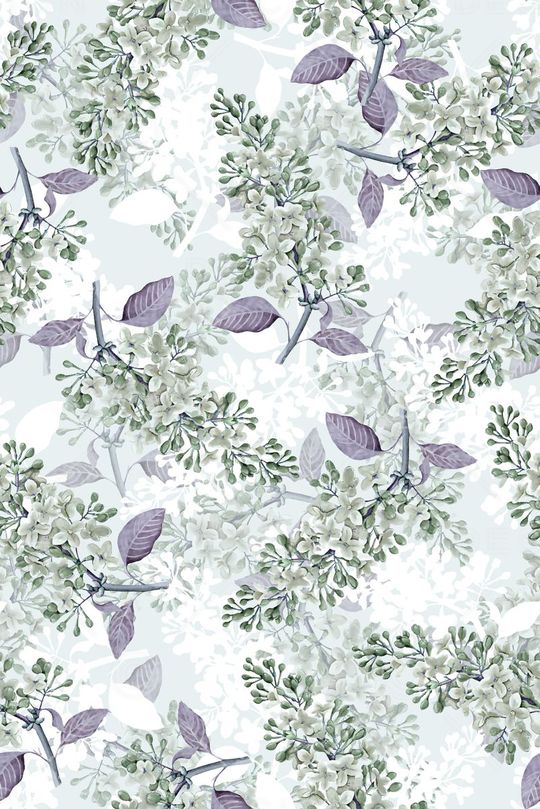 抽象手绘满版花卉树叶印花华亿平台图片