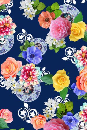 青花瓷圆盘印花华亿平台图片