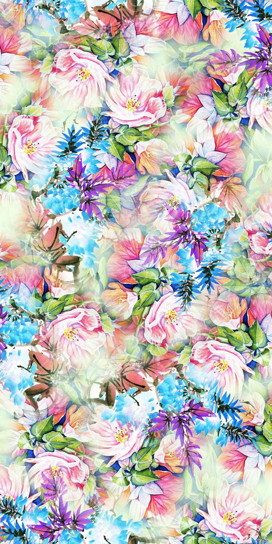 手绘花卉印花华亿平台图片