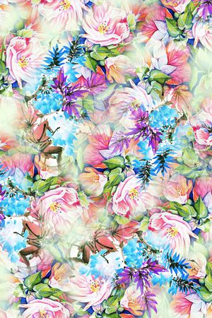 手绘花卉印花华亿平台图片