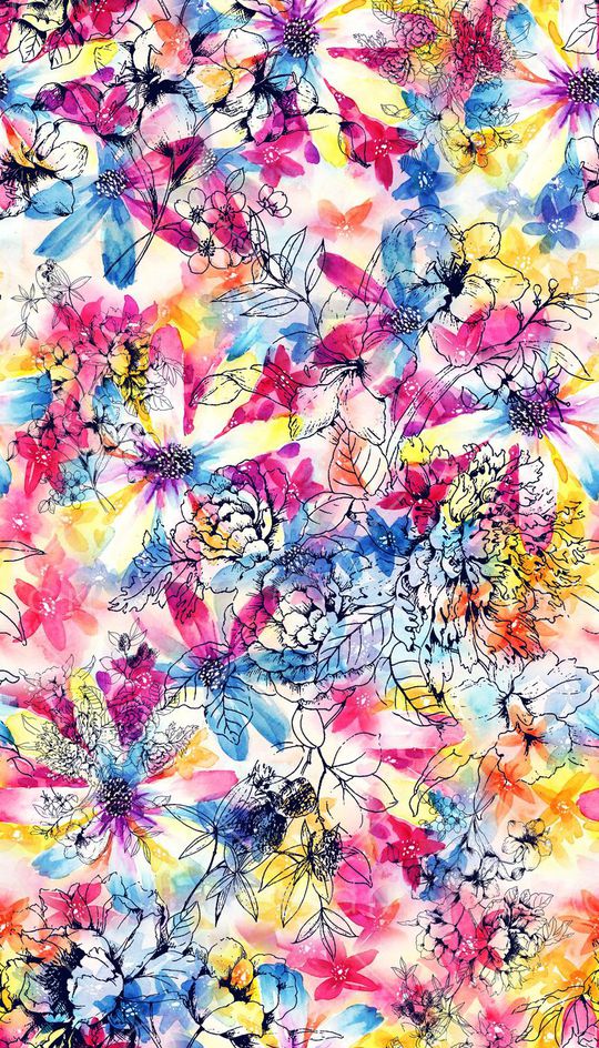 水彩花卉印花华亿平台图片