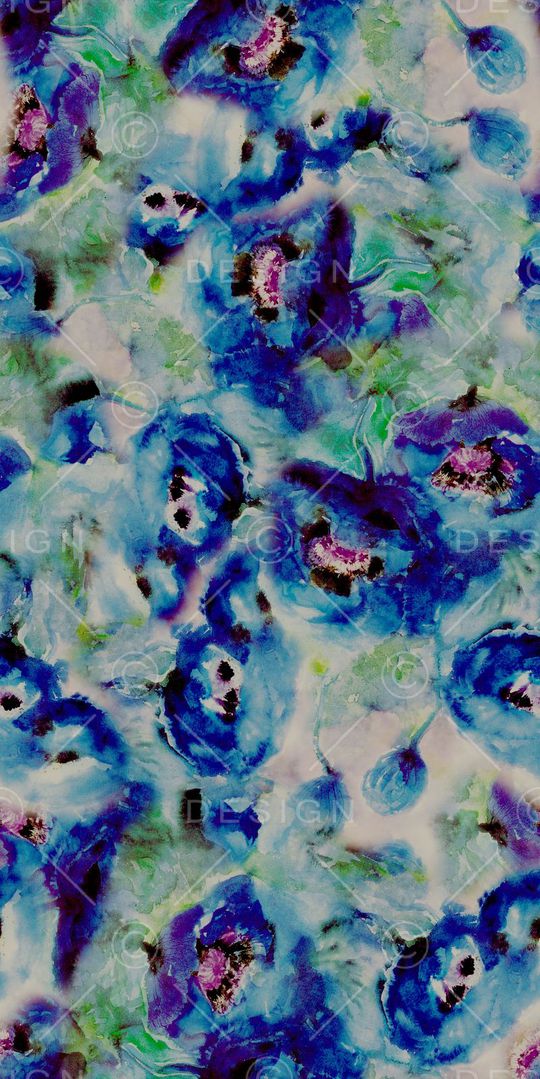 水彩水墨花卉印花华亿平台图片