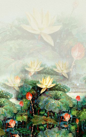 692239-0809定位中国风油画荷花-1