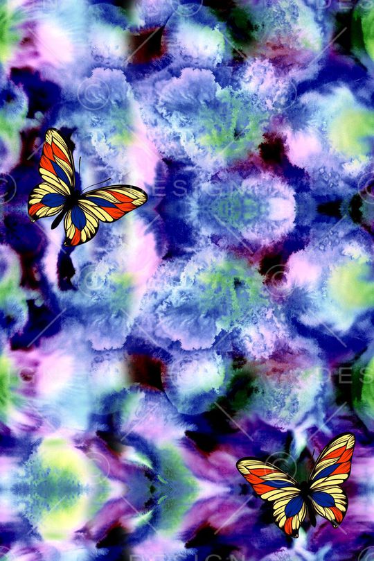 水彩画花卉、蝴蝶、艺术印花华亿平台图片