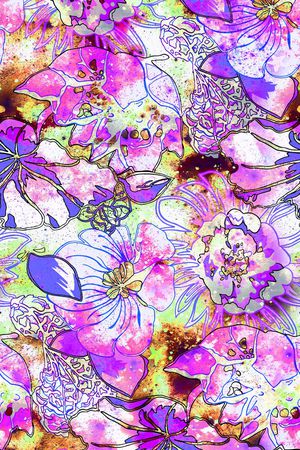 水彩大花朵印花华亿平台图片